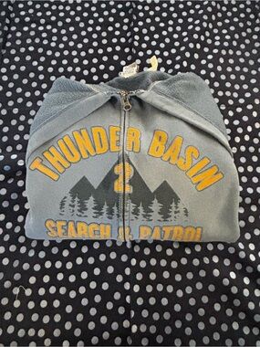 Old Navy Gray Zip Hoodie with Yellow Thunder Basin Graphic